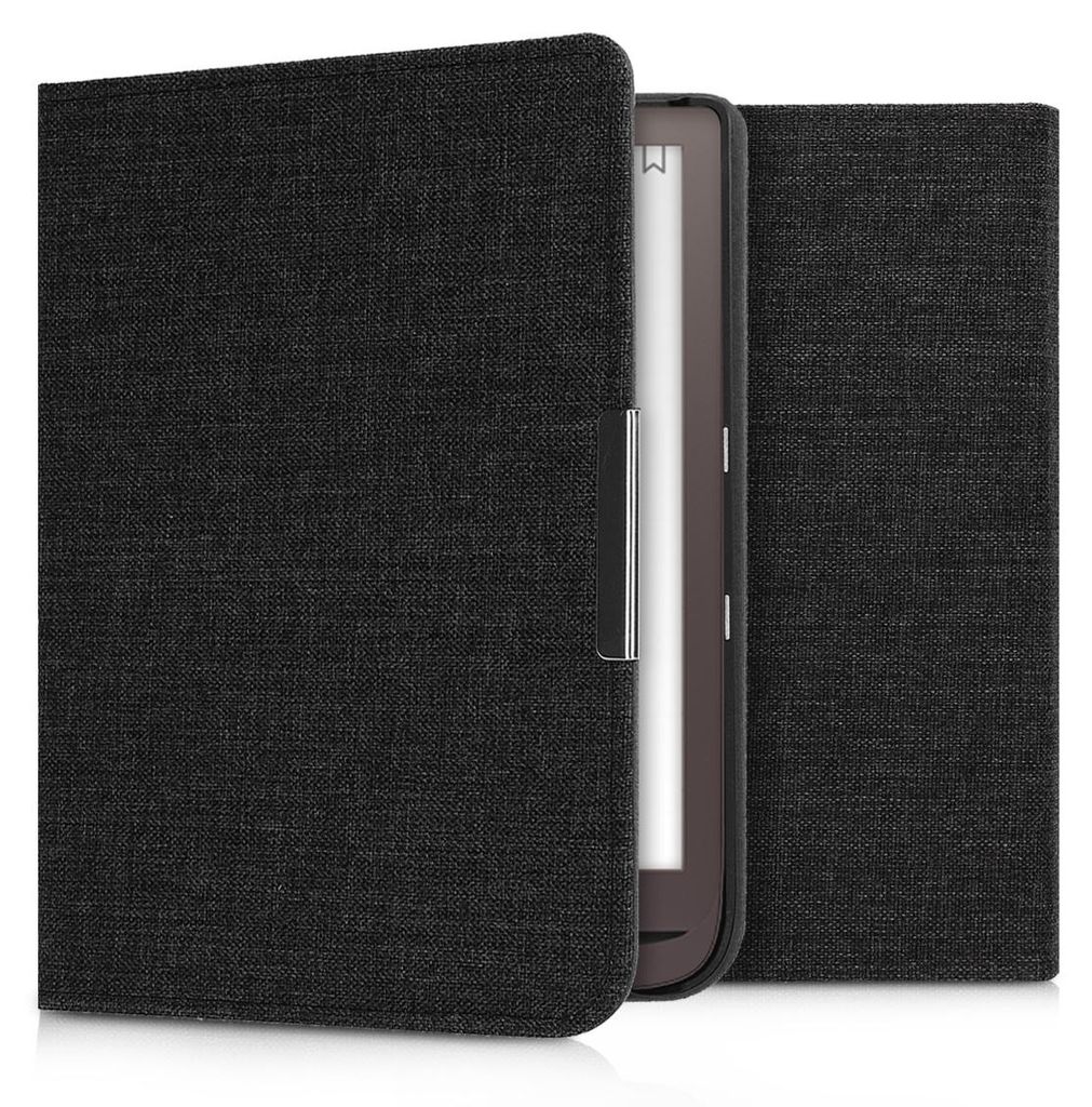 kwmobile Hülle kompatibel mit Pocketbook InkPad 3 / 3 Pro / Color / Vivlio InkPad 3 - Stoff eReader Schutzhülle Cover Case - Dunkelgrau