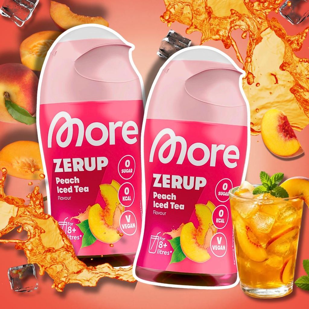2× MORE Zerup Zero Sirup Peach Iced Tea Getränkesirup ohne Produktbild 