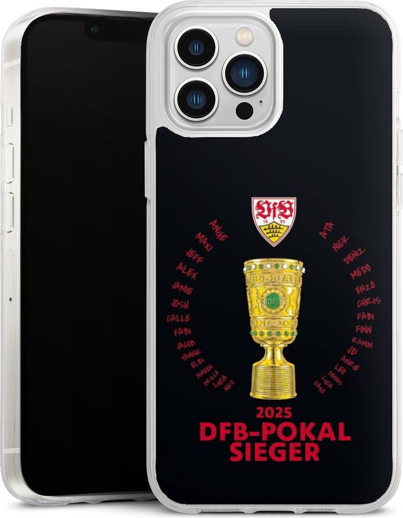 DeinDesign Handyhülle für Apple iPhone 13 Pro Max Silikon Hülle Case Smartphone Schutzhülle Offizielles Lizenzprodukt Pokal VfB Stuttgart