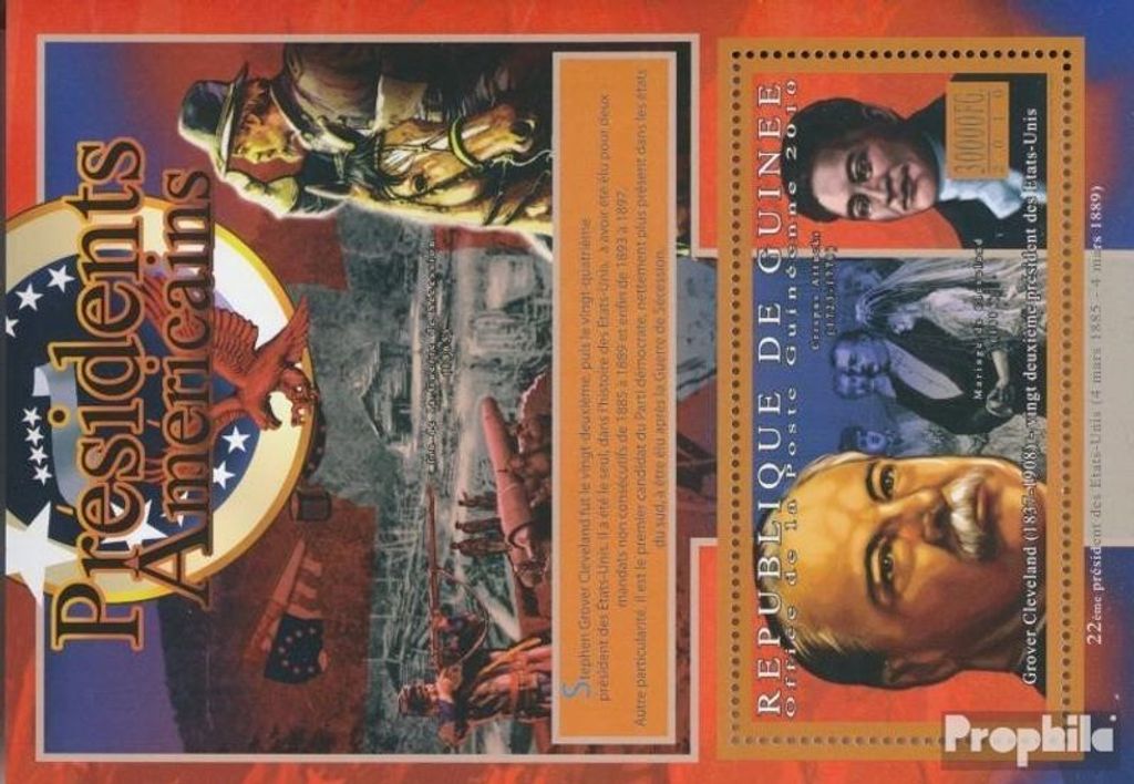 Briefmarken Guinea 2010 Mi Block 1904 (kompl. Ausgabe) postfrisch Der Präsident der USA - Grover Cleveland