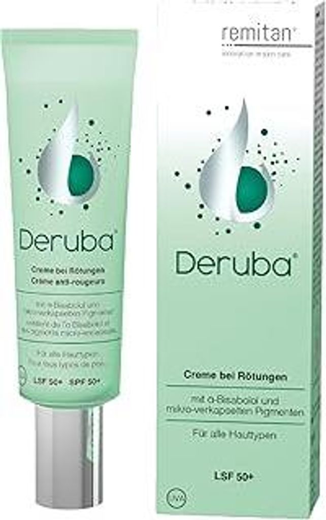 Deruba – Spezialcreme bei Rötungen mit LSF 50+ – von Derma-Experten gegen Gesichtsrötungen entwickelt – Remitan – Tagespflege, Make-up u...