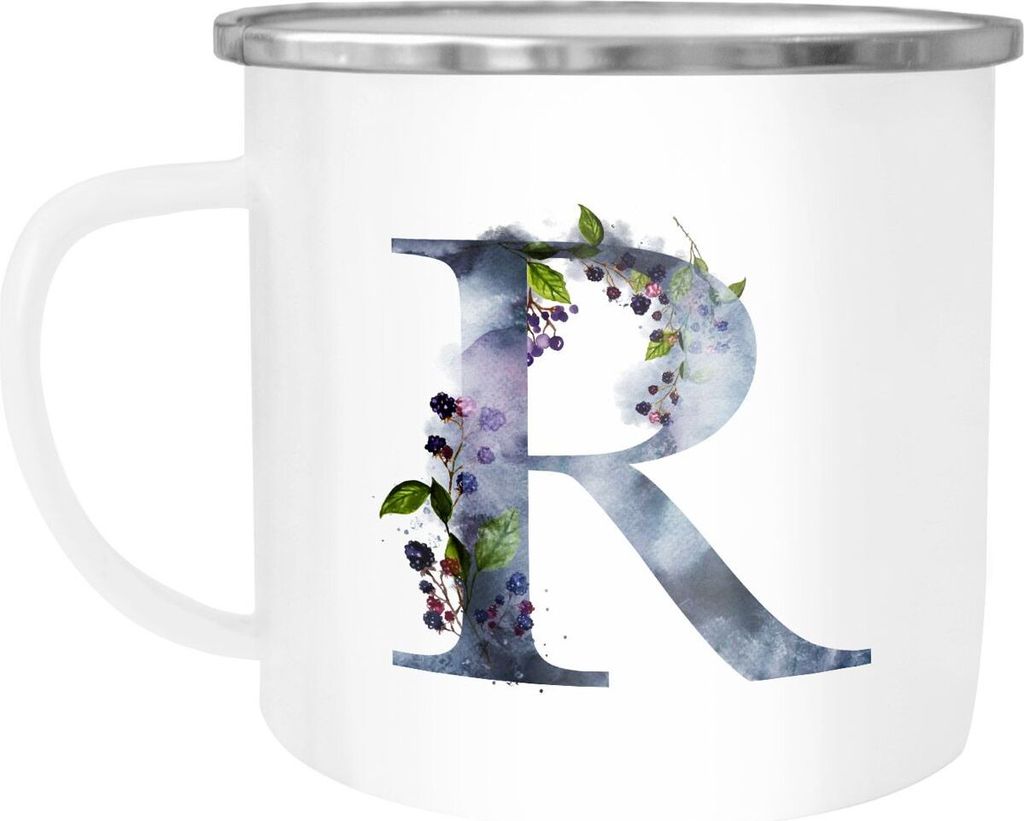 Emaille Tasse Becher Buchstaben-Tasse "R" Alphabet Monogram Zeichen Tasse mit Buchstabe Autiga R weiß-metall unisize