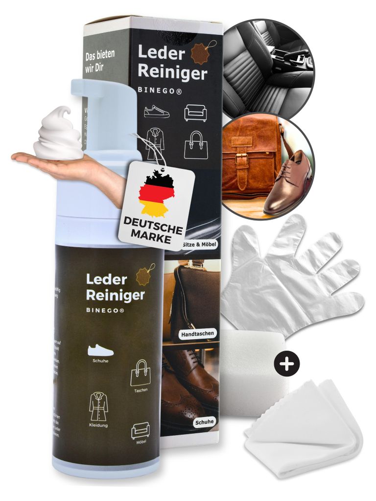 Binego® Lederpflege Set Leder & Kunstleder Pflegemittel - Produktbild 