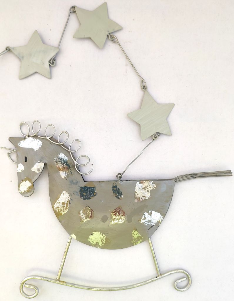 Weihnachtsdekoration Baumschmuck Schaukelpferd mit Sternen Hänger