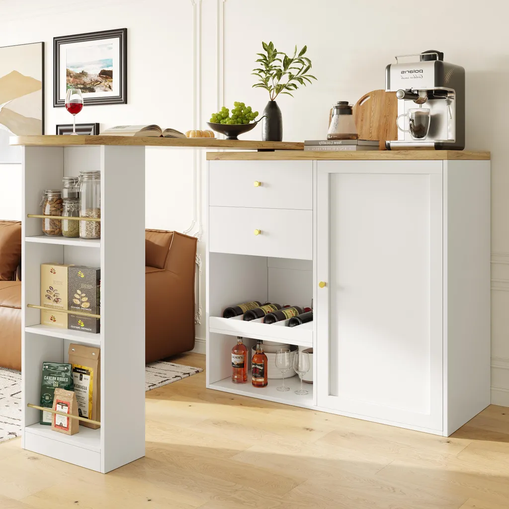 Meuble de bar pivotant modulable pour optimiser le rangement du séjour