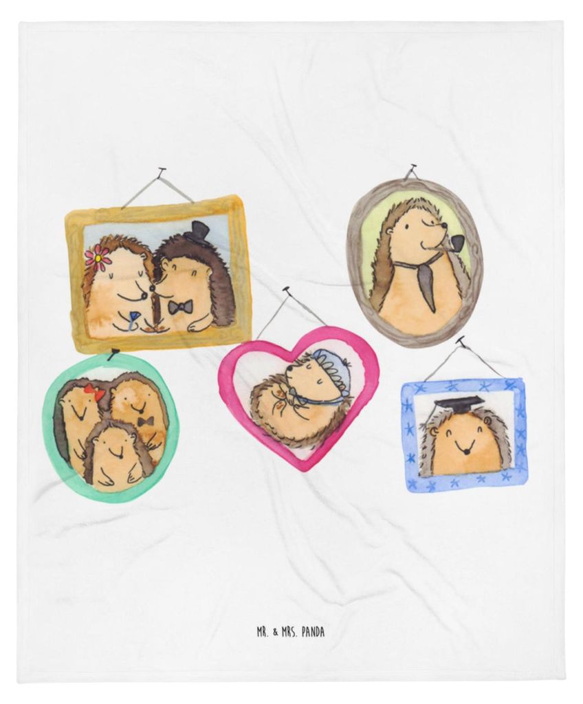 Mr. & Mrs. Panda Plaid Igel Familie - Weiß - Geschenk, Bilder, Schmusedecke, Mama, Babydecke, Muttertag, Erstlingsdecke, Schlummerdecke, Fleecedec...