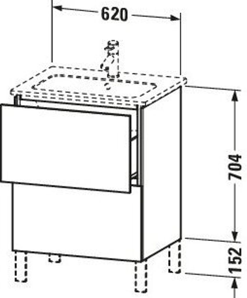 Duravit L-Cube Waschtischunterbau stehend, 2 Auszüge, 620x704x481mm, LC662505555