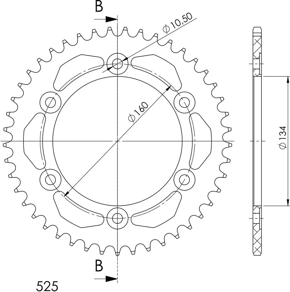 Couronne de Transmission 45 Dents Noire Pas 530 pour Chaîne de Moto