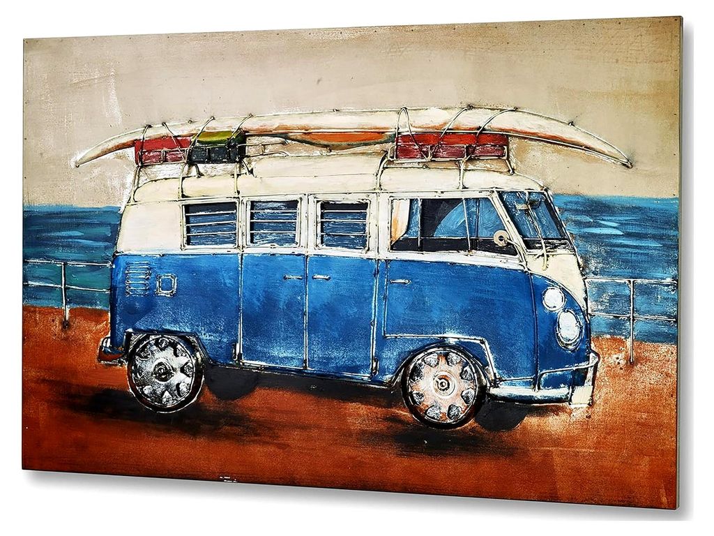 Metallbild Wanddeko 3D - BEACH BULLY - XXL - 108x72cm - Motiv Bully Bus