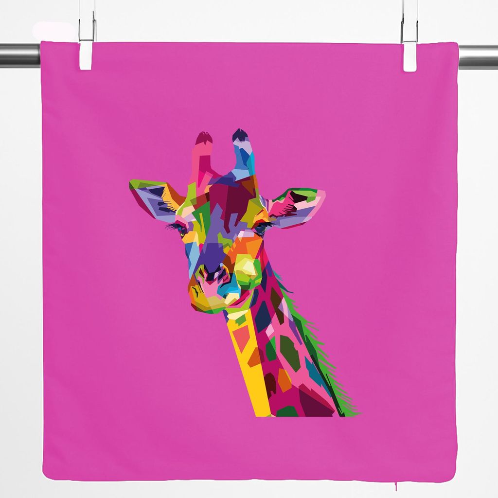 Huuraa Kissenbezug Giraffe Colorful 40x40cm Fuchsia Baumwolle Dekokissenbezug Geschenkidee
