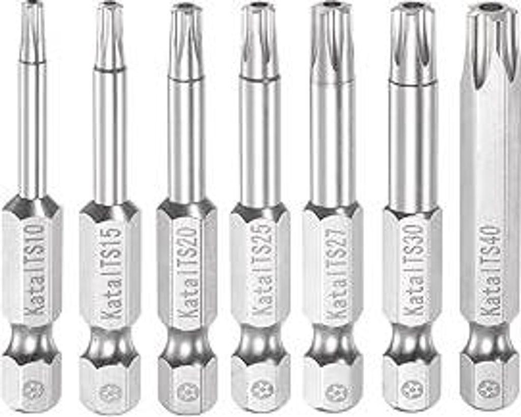 sourcing map T10-T40 Stern 5 Punkt Torx Schraubendreher Bit Set mit Löch 1/4 Zoll Sechskantschaft 50mm Lang Magnetisch Bitsatz für Elektroschraub...