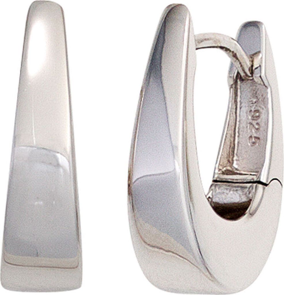 Ohrringe Creolen 17,4mm aus 925 Silber glänzend oval Klappmechanik Damen