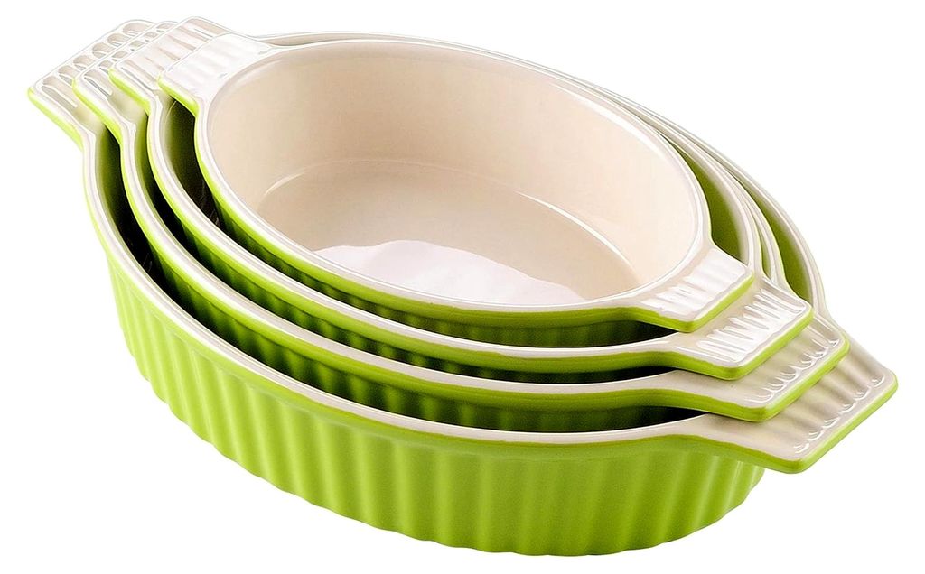 Bake.Bake Serie, 4-teiliges Auflaufform Set aus kratzfester Keramik in Grün | Enthält 4 Größen für Lasagne, Suppe, Tiramisu und mehr