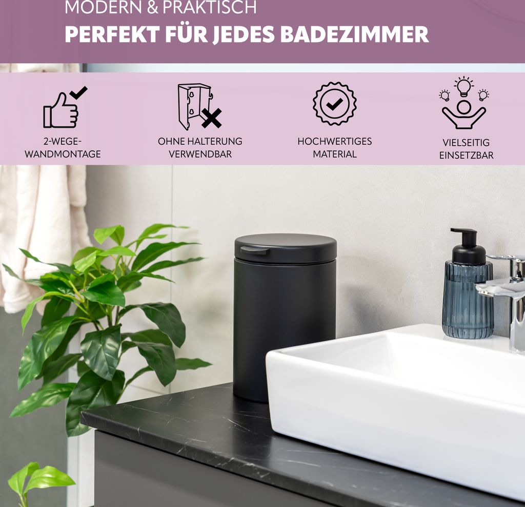 bremermann Wand-Kosmetikeimer 3 l, Badmülleimer Produktbild 3