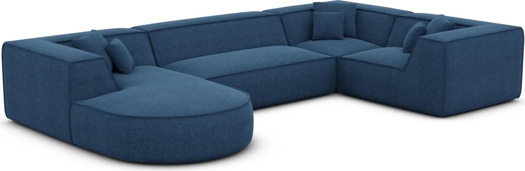 Strukturstoff U-Form XL Wohnlandschaft Liberia Dunkelblau Links