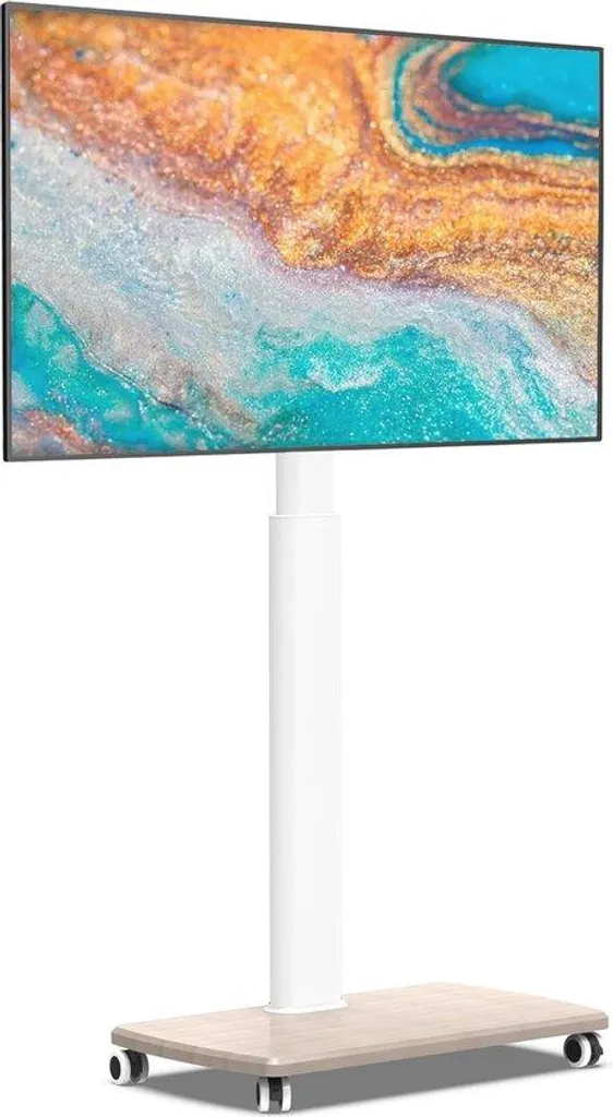 Support TV mobile à roulettes pour écrans 32-70 pouces avec pied en bois