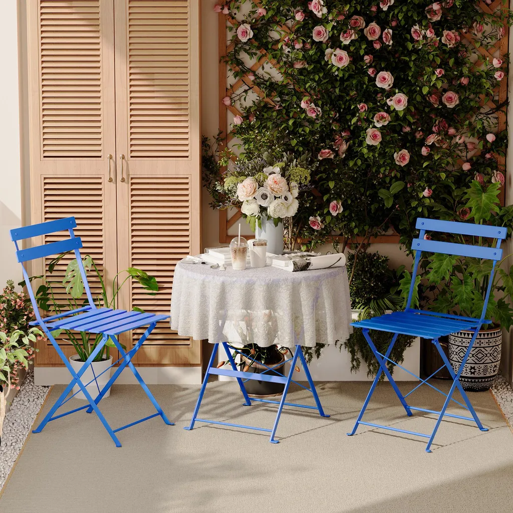 DEWINNER Ensemble Salon de Jardin 3 Pièces avec Table Ronde et 2 Chaises