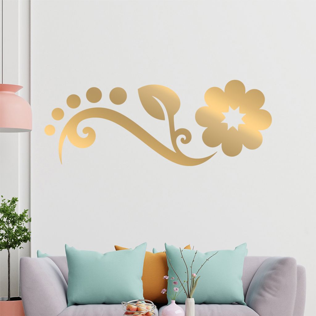 Blume - Linien Punkte Wandtattoo in 6 Größen - Wandaufkleber Wall Sticker - Dekoration, Küche, Wohnzimmer, Schlafzimmer, Badezimmer