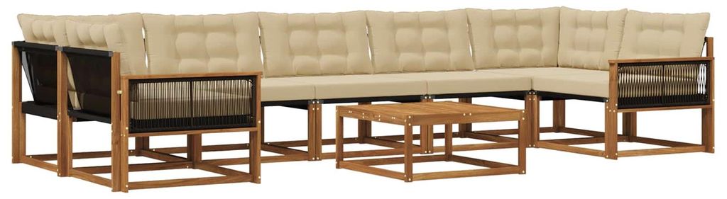 vidaXL Outdoor-Sofagarnitur mit Kissen 8 pcs Natur und Beige