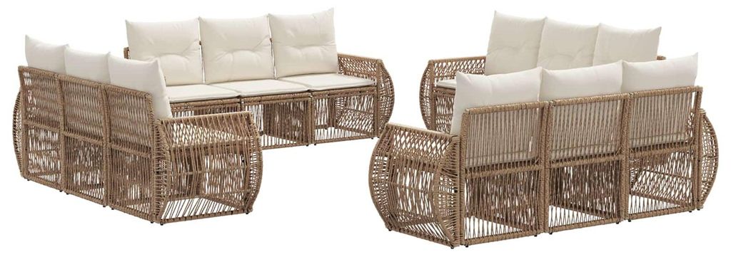 vidaXL Gartensofa-set 12 pcs Beige und Cremeweiß Poly-Rattan