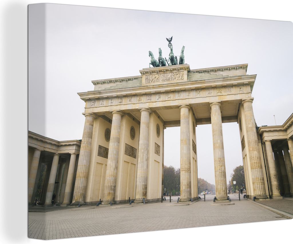 OneMillionCanvasses - Leinwandbilder - 140x90 cm, Das alte Brandenburger Tor im europäischen Berlin, Wandbilder Kunstdruck Wanddekoration - Foto...