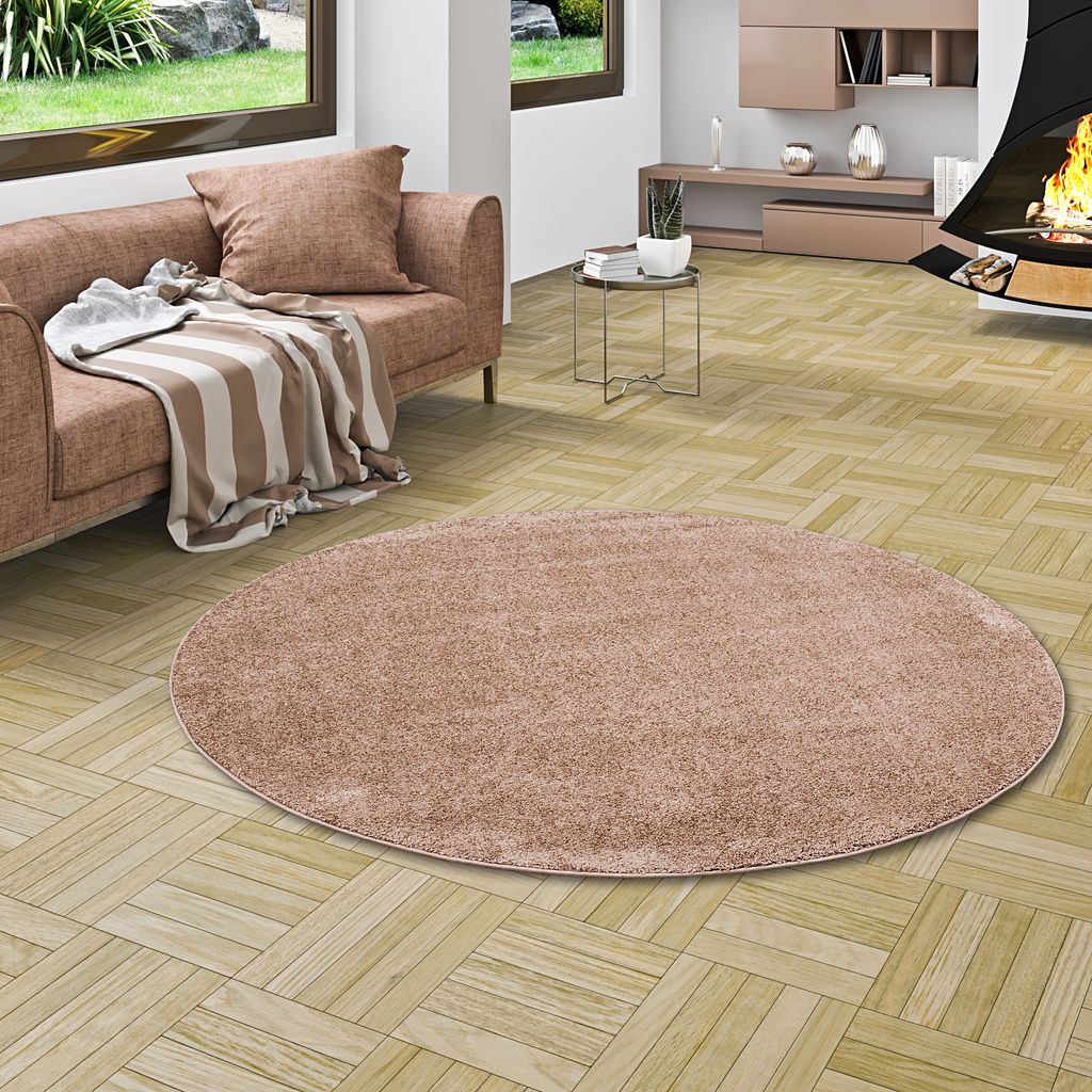 Luxus Soft-Velours Teppich Gala Karamell Rund, Größe:200 cm Rund