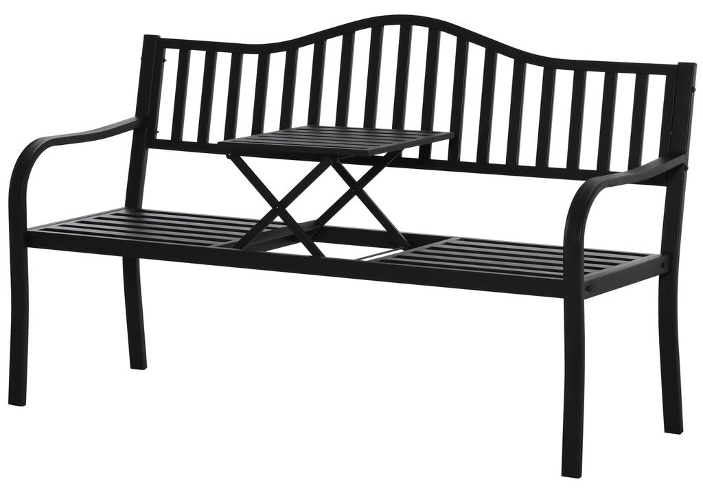 Outsunny Gartenbank mit ausziehbarem Tisch für 2 Personen Produktbild 
