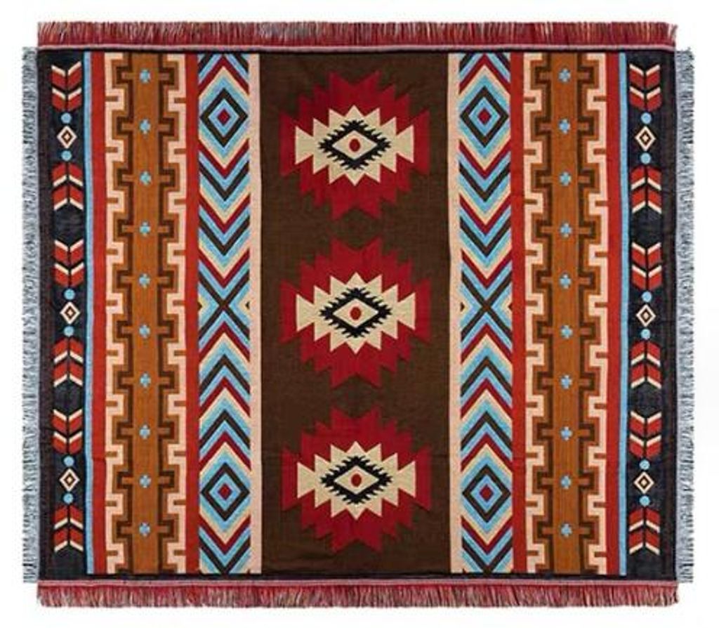Ethno-Decke 1 Stk, Leinen, 90 x 90 cm, Kariert Mit Quasten, Produktbild 