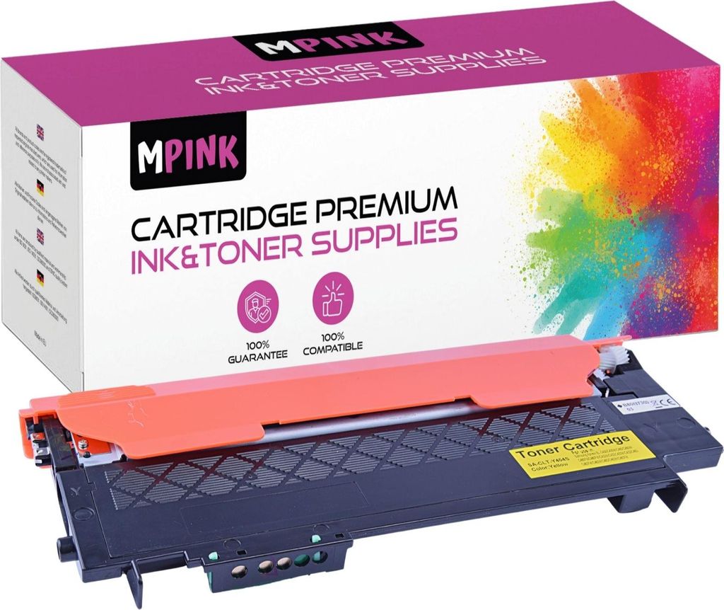 A toner cartridge and its packaging are displayed against a white background.