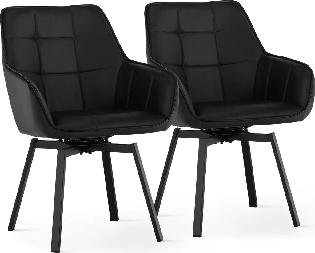 Lot de 2 chaises CLIPOP noires pivotantes avec dossier haut ergonomique