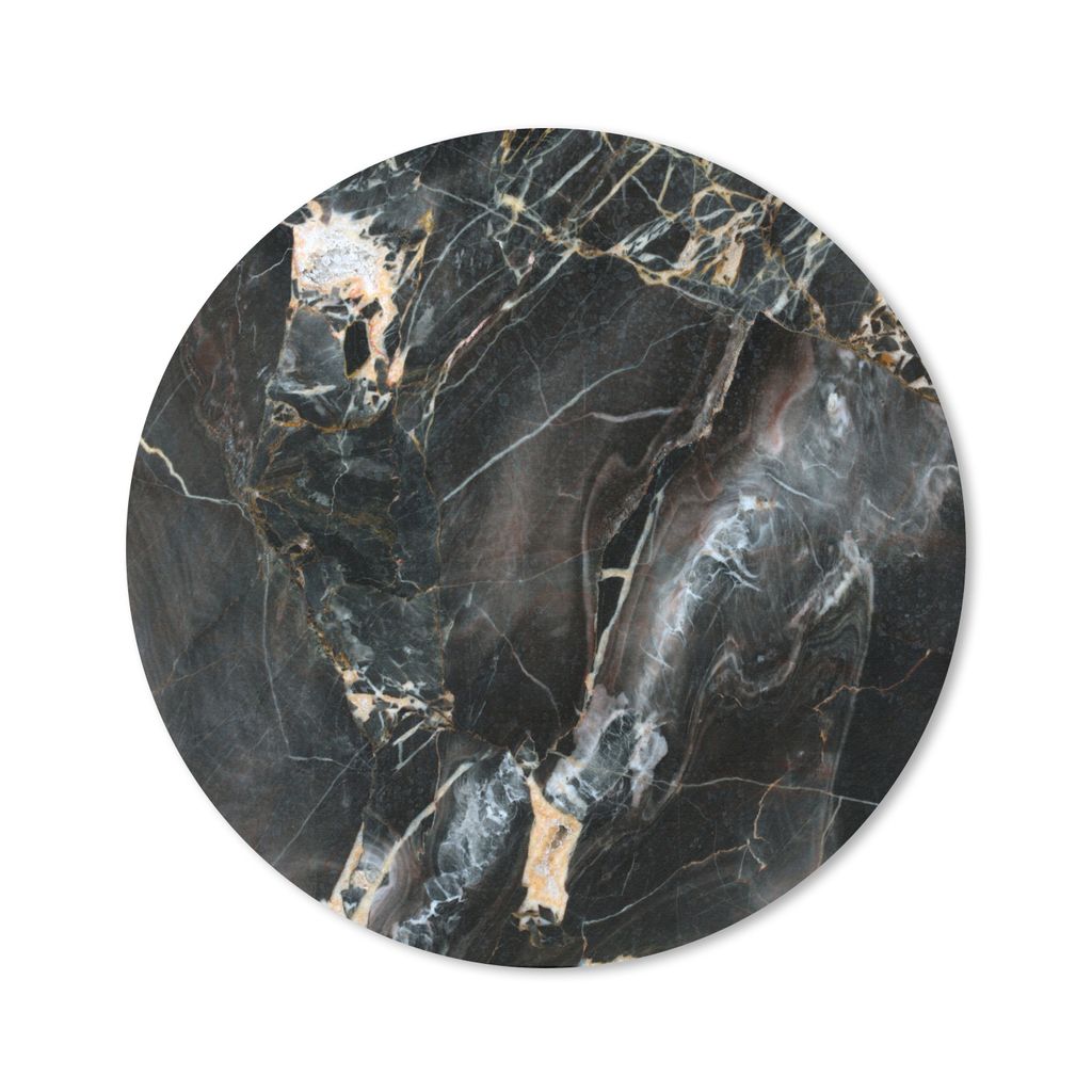 MuchoWow Mauspad Mousepad Marmor - Schwarz - Gold - Muster 40x40 cm - Mousepads - Maus Mat - Pad - Mausunterlage - Schreibtisch Accessoires