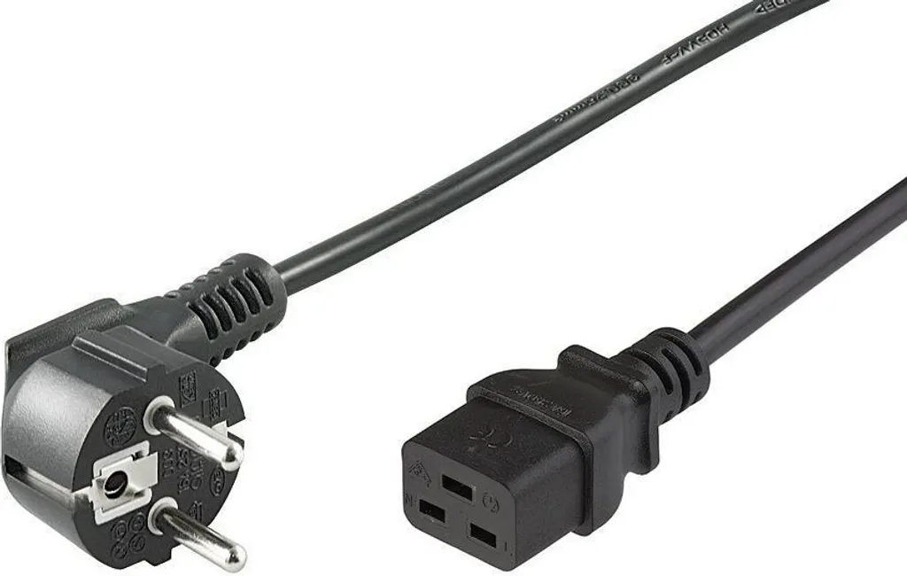 MicroConnect Power Cord C19 Angled 5m - High Load 16A Black