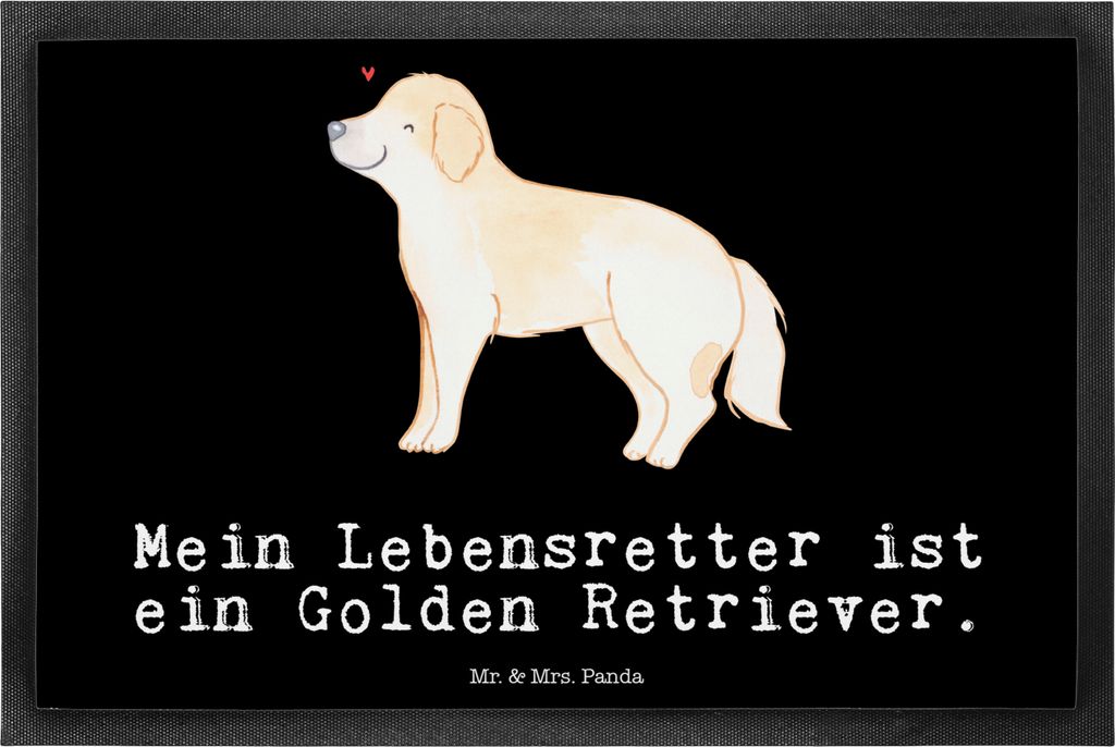 Mr. & Mrs. Panda fußmatte Golden Retriever Lebensretter 40 x 60 cm - Schwarz - Geschenk, Schmutzmatte, Schmutzfangteppich, bodenmatte, Bodenvorleg...