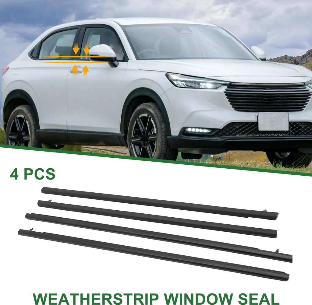 Joint d'étanchéité de fenêtre pour Honda HR-V 2016-2020 PVC Noir 4Pcs