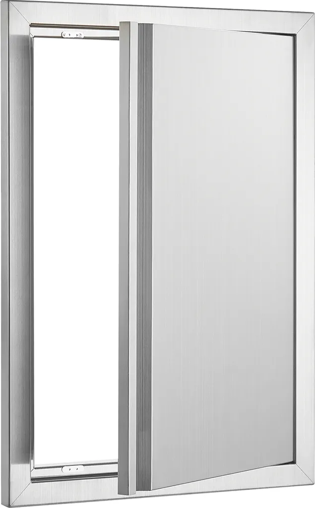 Porte Inox Verticale avec Poignée Escamotable pour Barbecue Encastrable