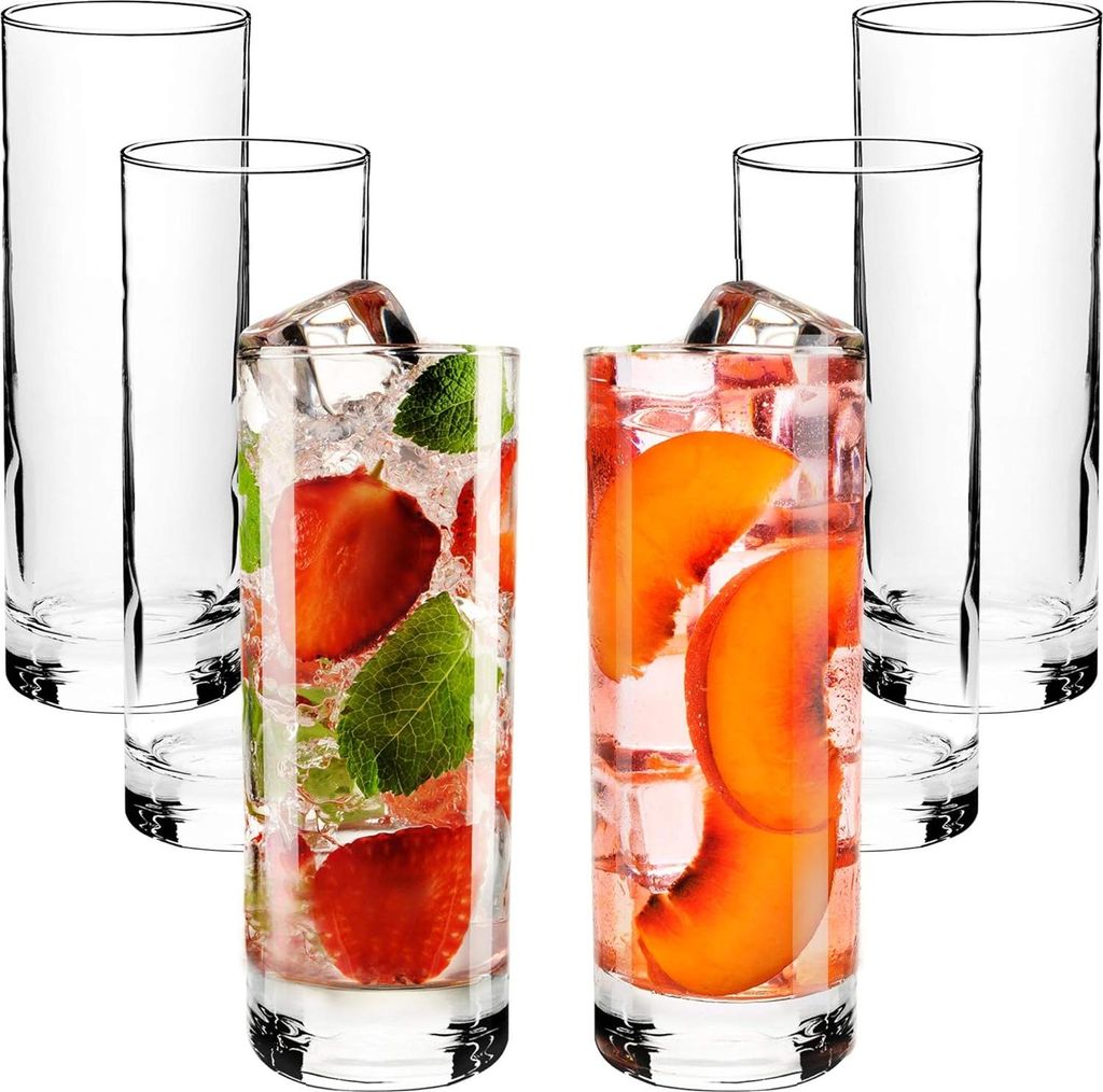Set von 6 Hochwertigen Highball-Gläsern - Bleifrei und Spülmaschinenfest - Perfekt für Cocktails und Getränke