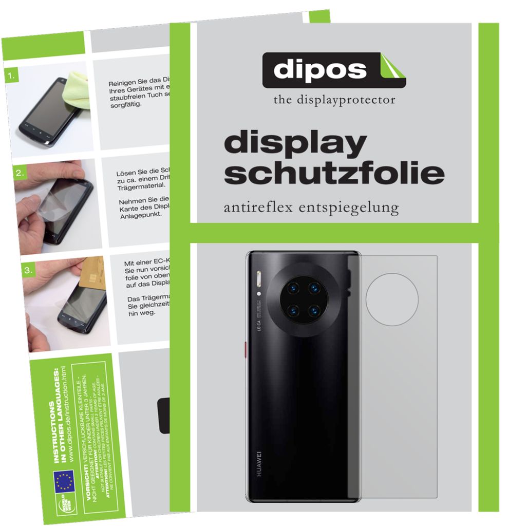 2x Schutzfolie für Huawei Mate 30 Pro Rückseite matt Displayschutzfolie Folie Display Schutz dipos