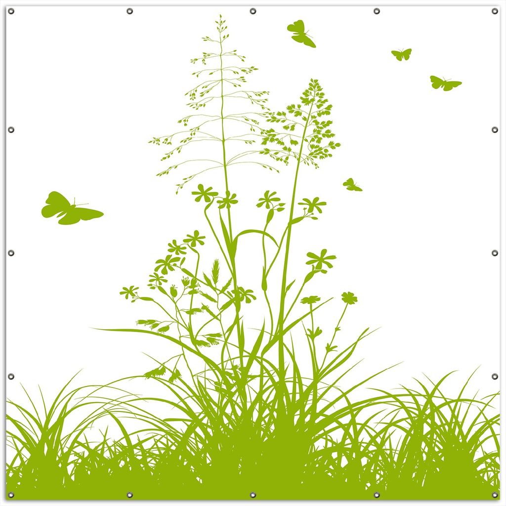 Wallario XXL Outdoor-Poster für Garten oder Balkon, Motiv Grüne Sommerwiese, in ca. 200 x 200 cm
