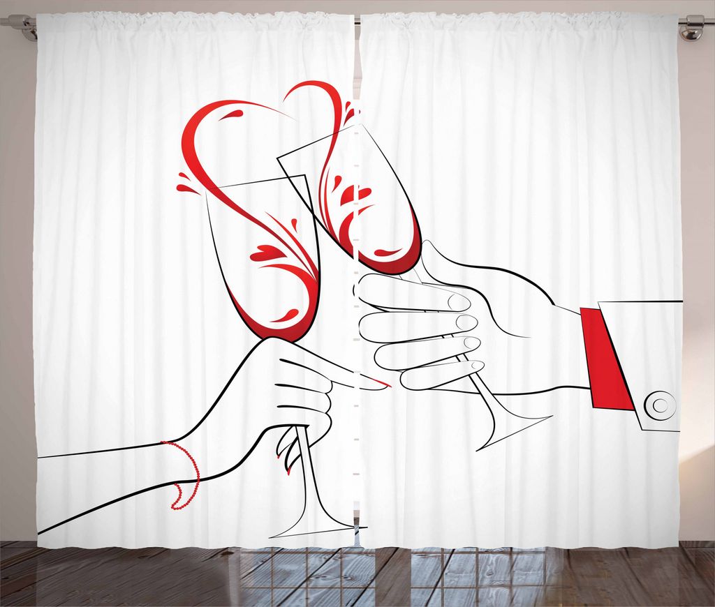 ABAKUHAUS Engagement Rustikaler Vorhang, Klirrende Flute Glass, Wohnzimmer Universalband Gardinen mit Schlaufen und Haken, 280 x 245 cm, Scarlet un...