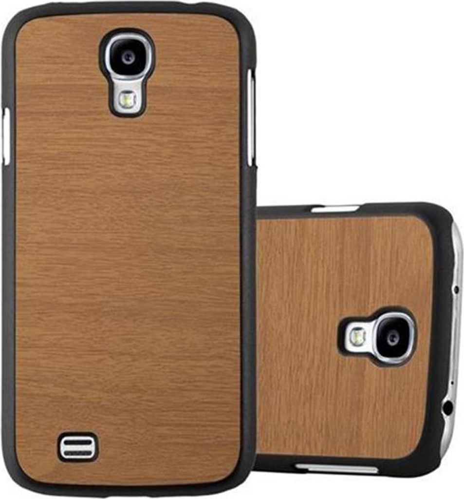 Cadorabo Hülle für Samsung Galaxy S4 Schutz Hülle in Braun Hard Case Etui Holz Optik Handyhülle