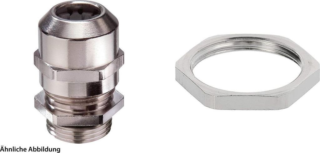 WISKA Verschraubung mit Gegenmutter PG13,5x1,41 inkl. O-Ring Messing (CuZn) vernickelt Gewindelänge 6,0mm - 1 Stück