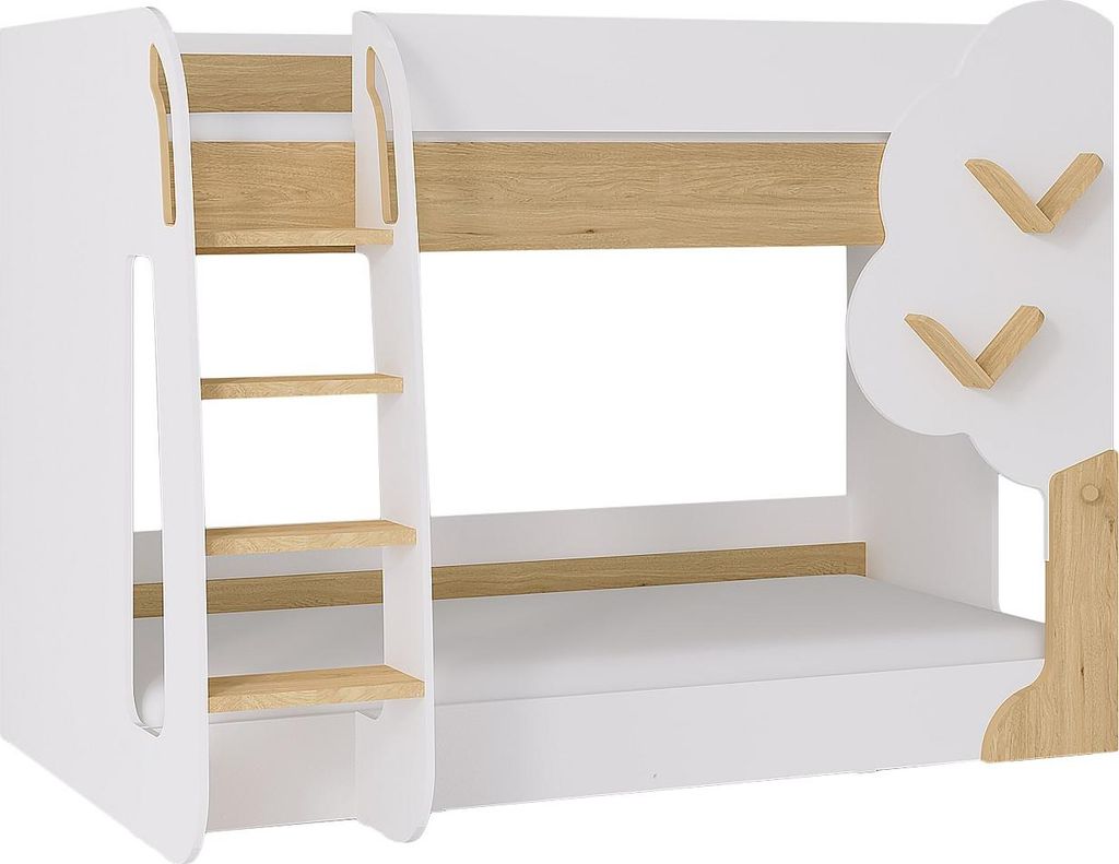 Etagenbett 2 x 90 x 190 cm - Weiß und Natur - PILATI