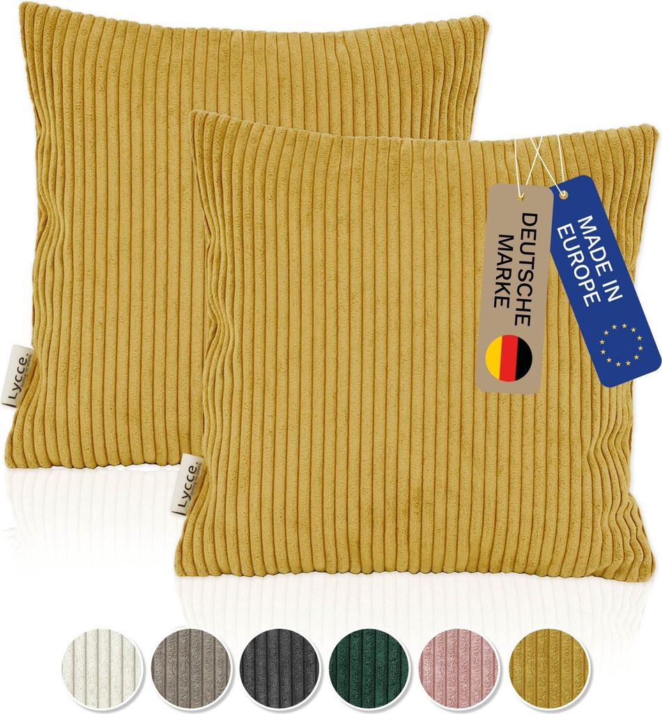 Lycce 2er Set Kissenbezug aus trendigem Cordstoff (50 x 50 cm) - ideal für kuschelige Sofakissen oder Dekokissen, verschiedene Farben - EU, Farbe:...