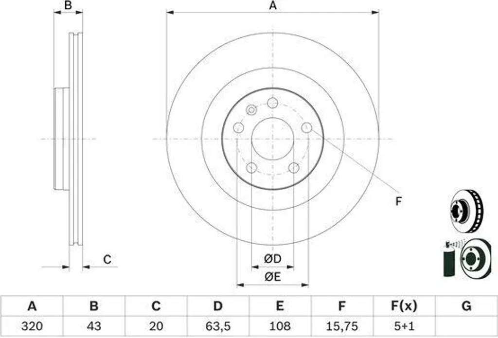 2 Disques de Frein Bosch 0 986 479 E87 pour Volvo XC90 II et XC60 II