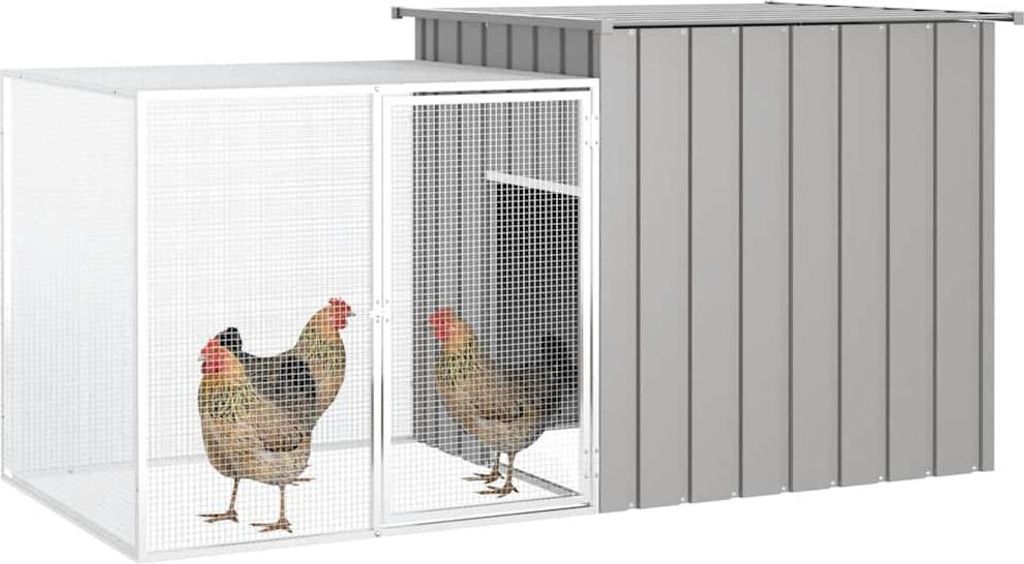 vidaXL Hühnerkäfig Grau 200x91x100 cm Verzinkter Stahl Produktbild 