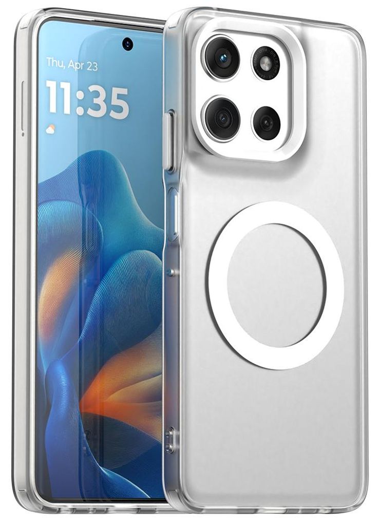 Magnetisch Hülle für Motorola Moto G56, Schlank Durchscheinend Matt Stoßfest Handyhülle Weiß