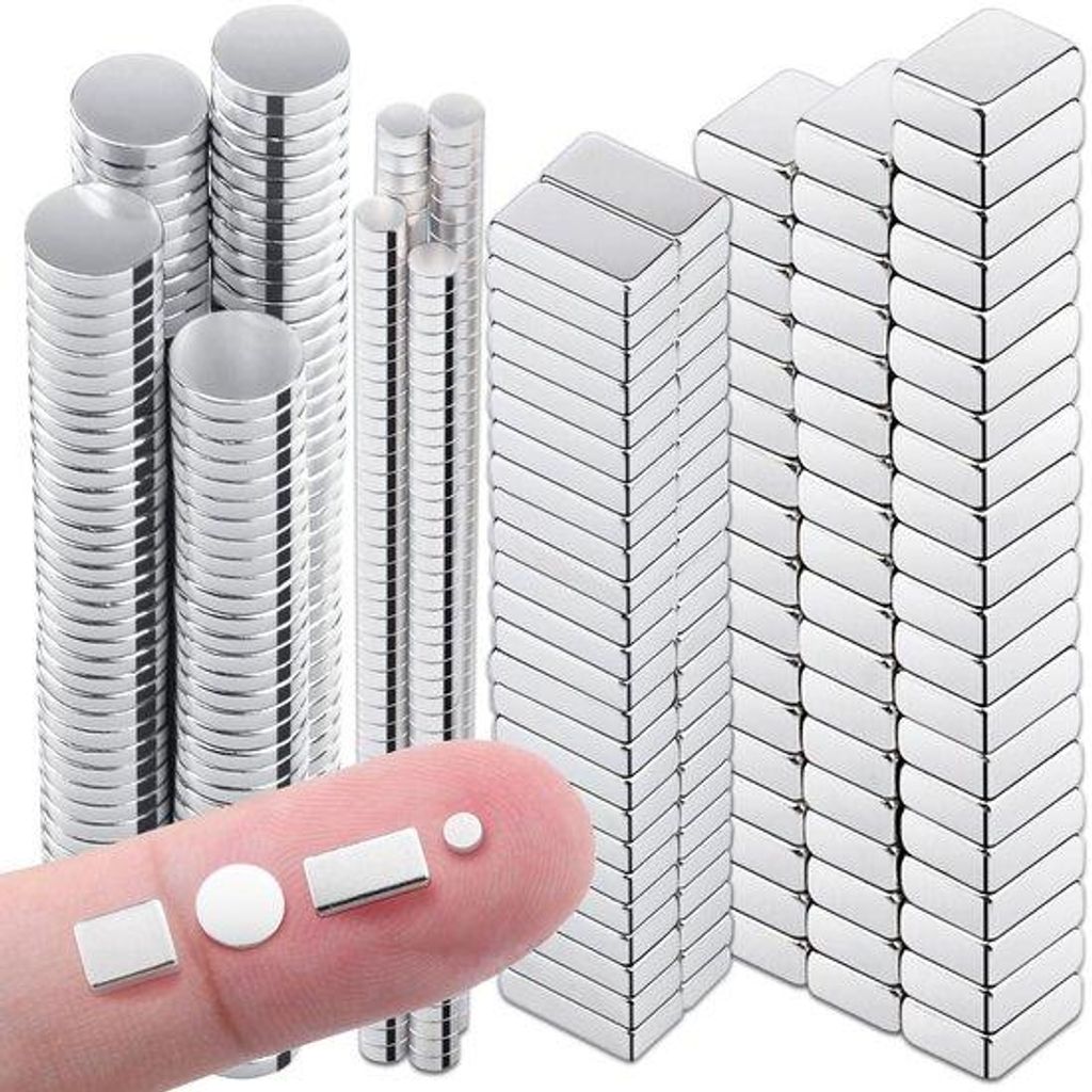 380 Stück silberne Neodym-Magnete, 4 verschiedene Größen, starke Mini-Magnete für Basteln, kleine Magnete für Whiteboards, Basteln, Kühlschra...