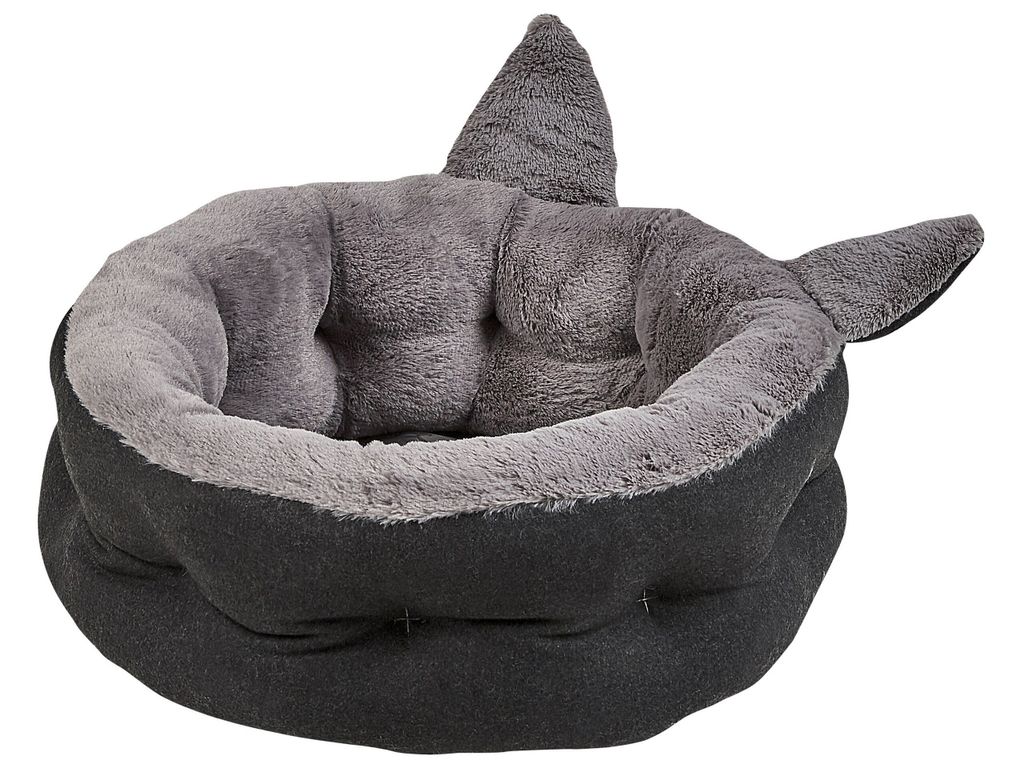 BELIANI Tierbett Polyester Grau 45 x 45 cm mit Kissen Kunstfell weich perfekt für kleine und mittlere Hunde, sowie Katzen Wohnzimmer Flur Schlafzi...