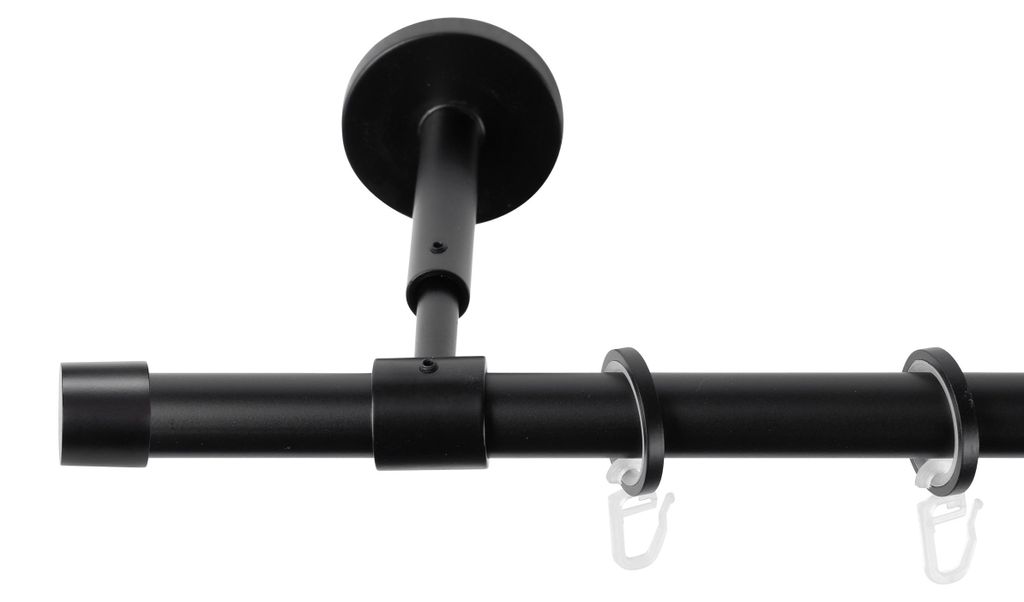 SN Deco Gardinenstange Brest, 19 mm, 1-läufig, Stahl, Komplett-Set mit Ringen, geschlossener Träger, 360 cm, schwarz