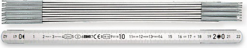 BMI Aluminiumgliedermaßstab silberfarben, 1 m, Gliederstärke 1,4 mm, abriebfest